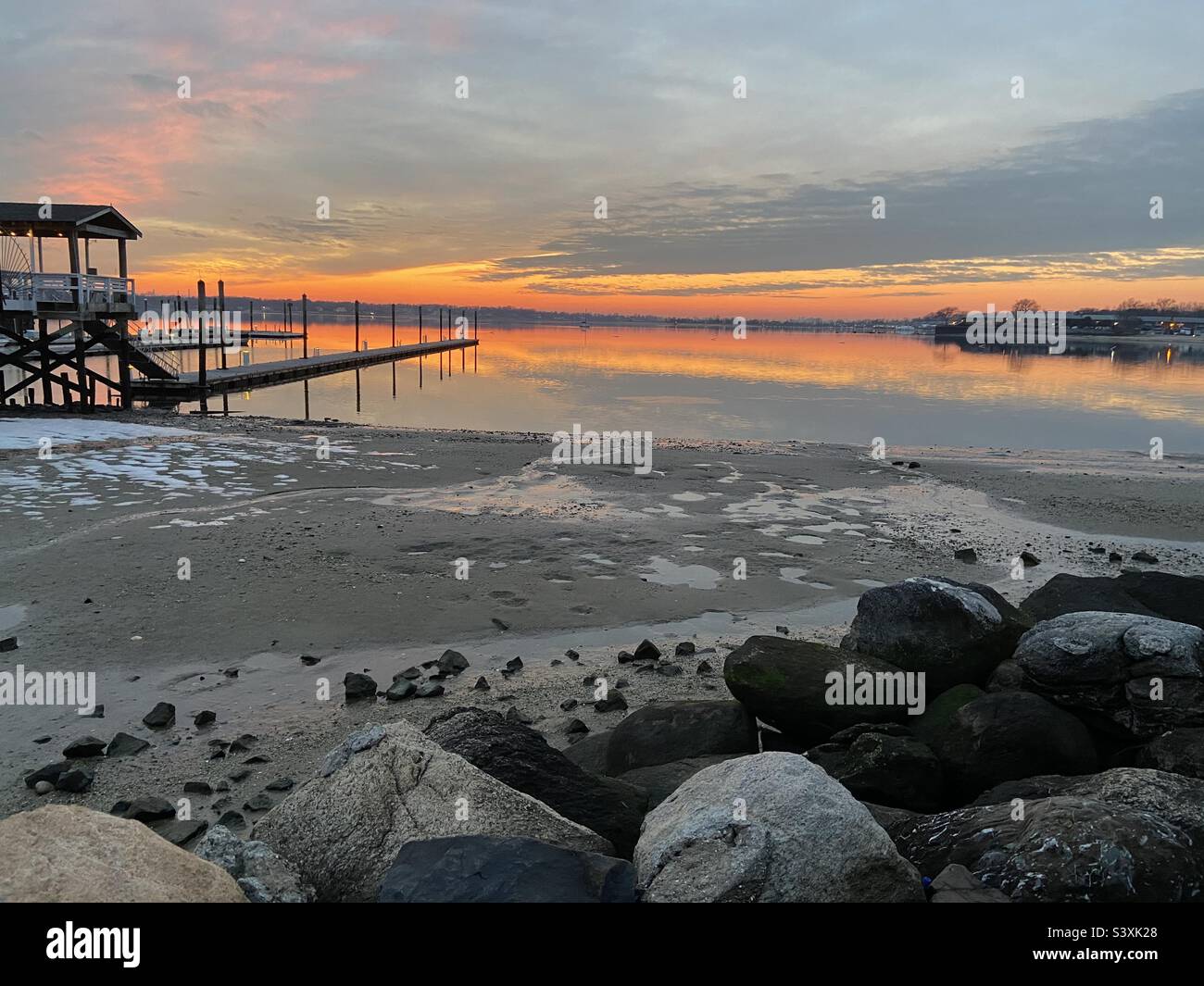 Sunset at the stone beach - Smartphone Captured Stock Image
