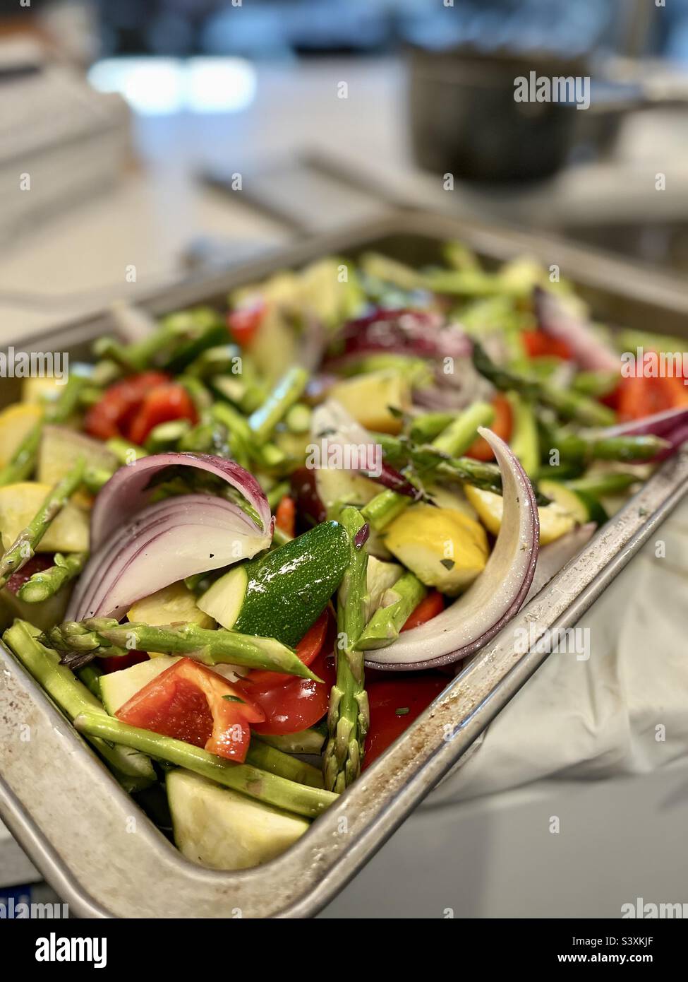 Roast vegetable preparation - Smartphone Captured Stock Image
