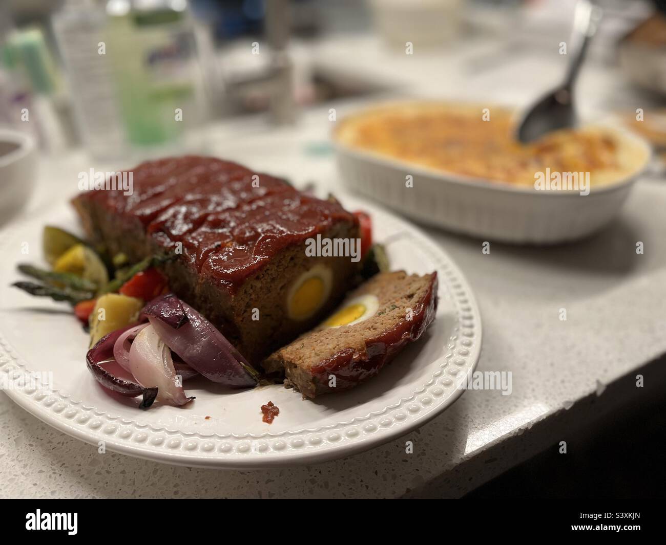 Christmas dinner meatloaf - Smartphone Captured Stock Image