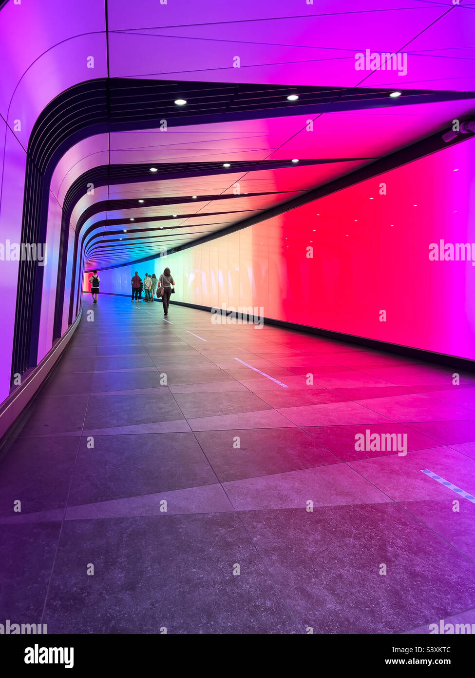 People walking through London Kings Cross St Pancras train Station, London, Uk - July 2022 - Smartphone Captured Stock Image