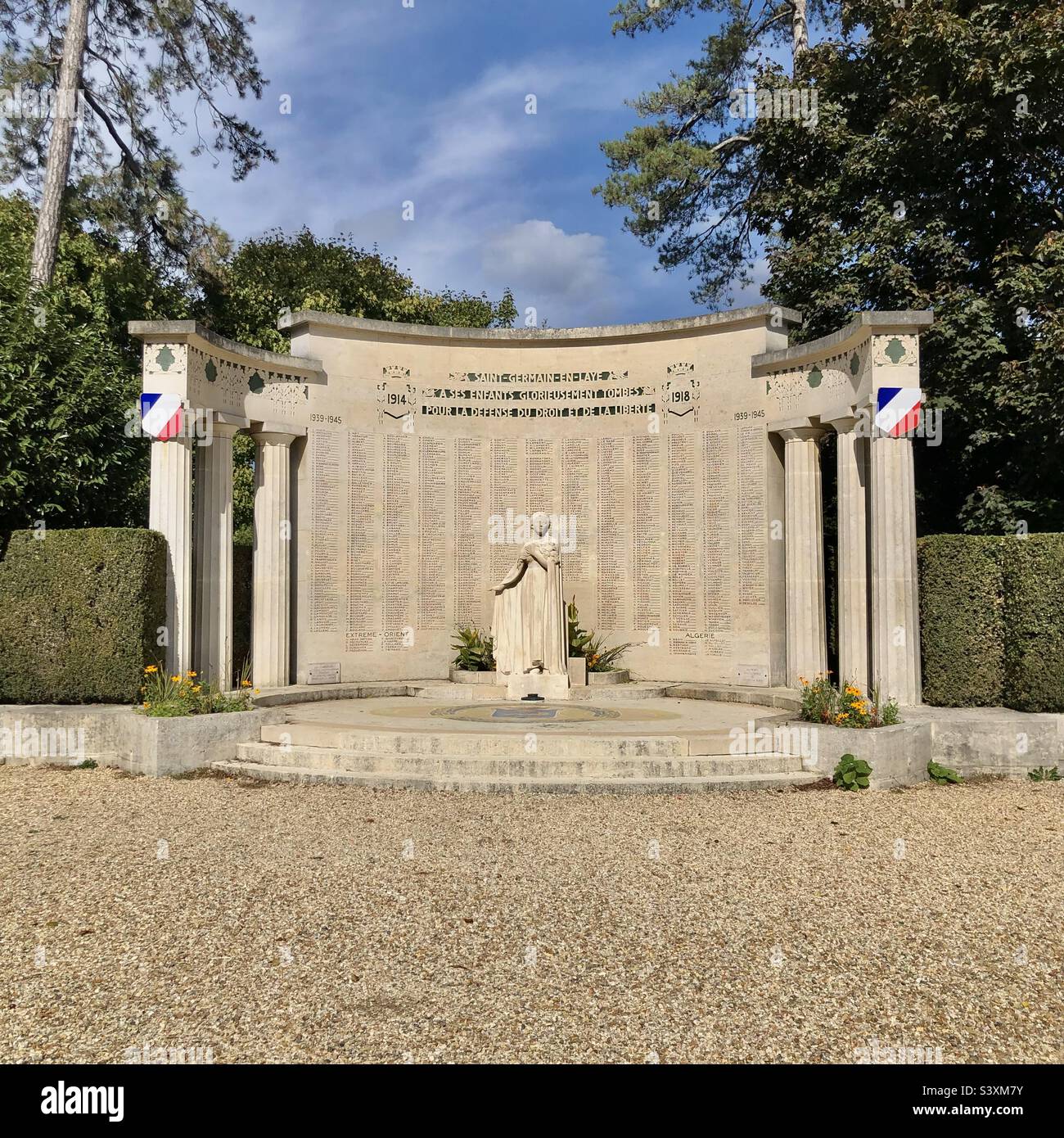 A war memorial to the fallen soldiers of Saint Germain en Laye, France. Stock Photo