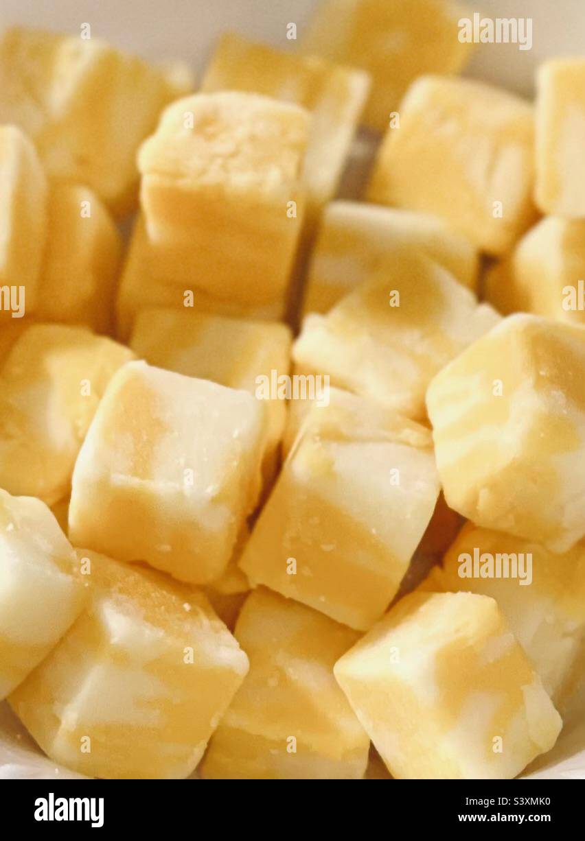 Colby & Monterey Jack Cheese Cubes Stock Photo