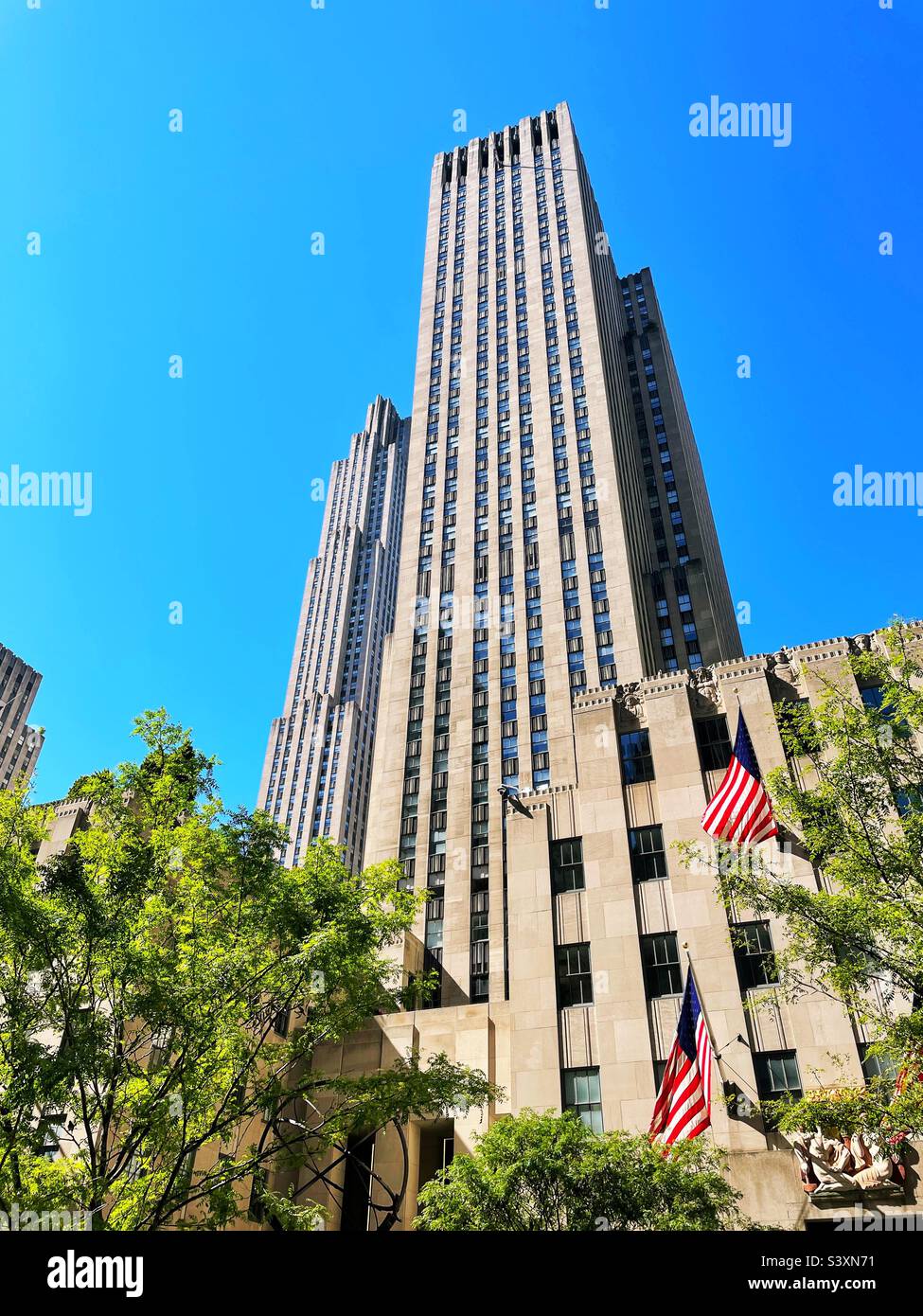 New York City’s Rockefeller Center, is an imposing office complex of skyscrapers in the heart of Manhattan, 2022, USA - Smartphone Captured Stock Image