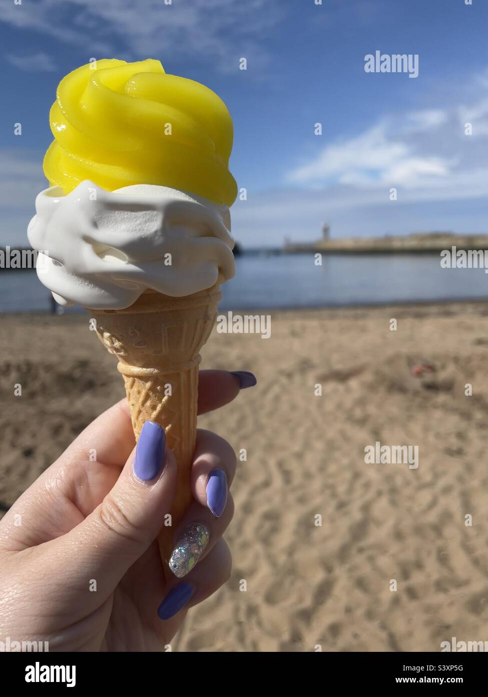 Lemon top ice cream in Whitby Stock Photo Alamy