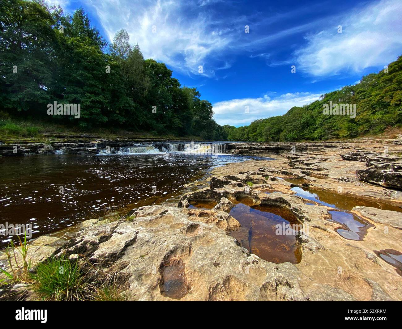 The Middle Falls on the River Ure, Aysgarth, North Yorkshire, England - Smartphone Captured Stock Image