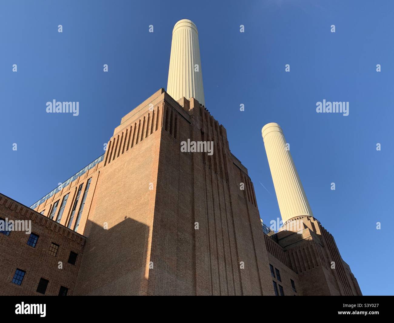 Two of Battersea Power Station’s towers Stock Photo Alamy