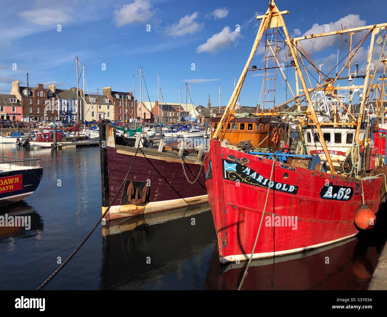 Boats in Arbroath harbour, Scotland - Smartphone Captured Stock Image