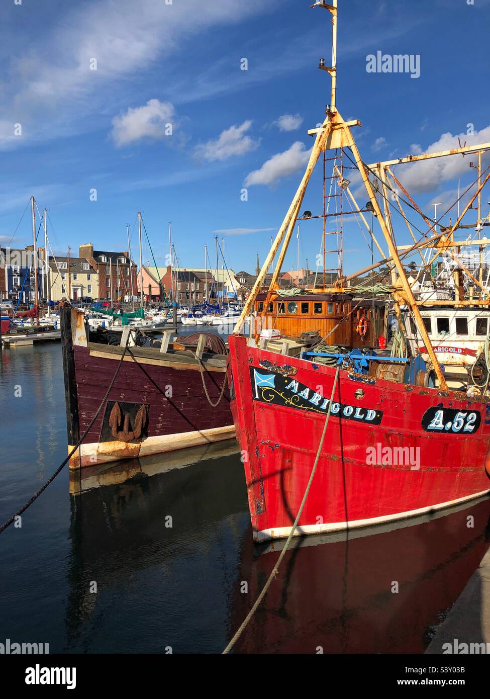 Boats in Arbroath harbour, Scotland - Smartphone Captured Stock Image