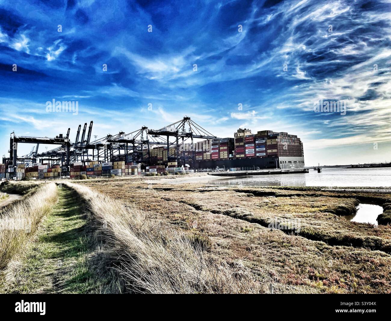 Port of Felixstowe Suffolk England - Smartphone Captured Stock Image