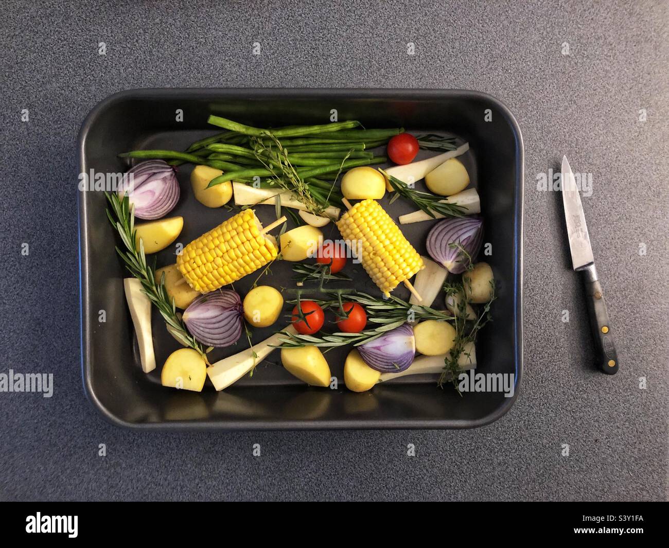 Roast vegetables preparation - Smartphone Captured Stock Image Roast vegetables preparation - Smartphone Captured Stock Image