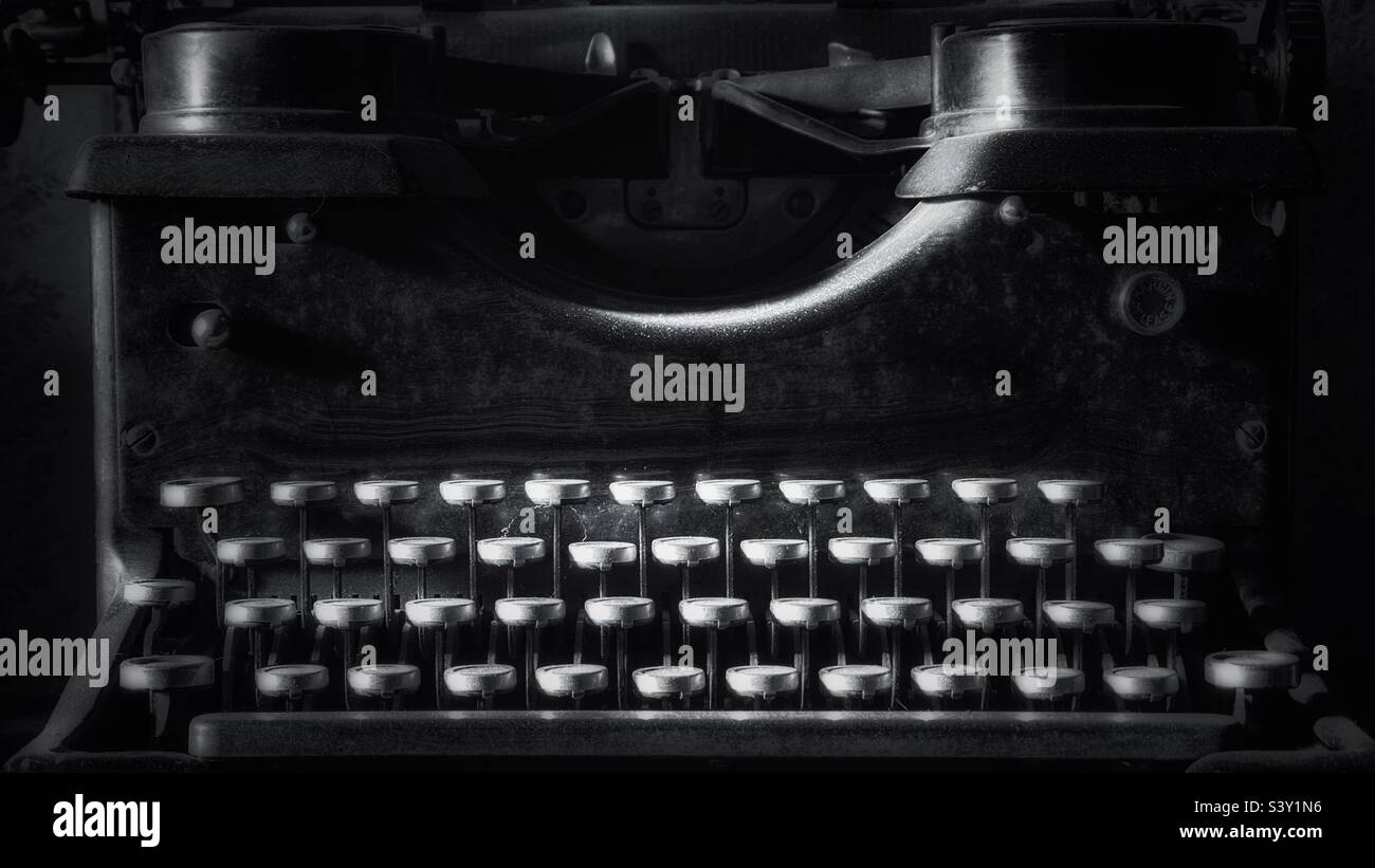 Vintage typewriter in black and white - Smartphone Captured Stock Image