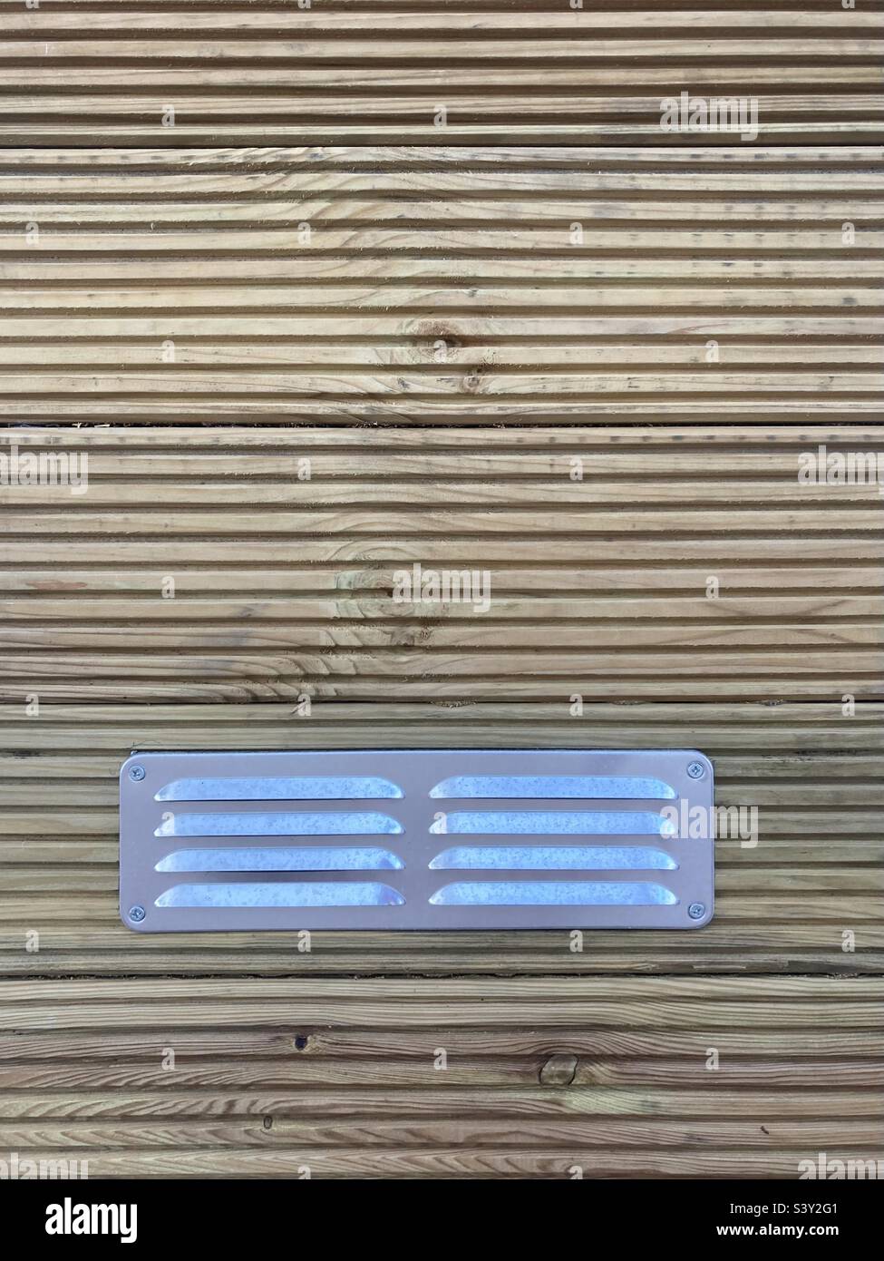 Facade of horizontal wooden slats in black and white - Smartphone Captured Stock Image