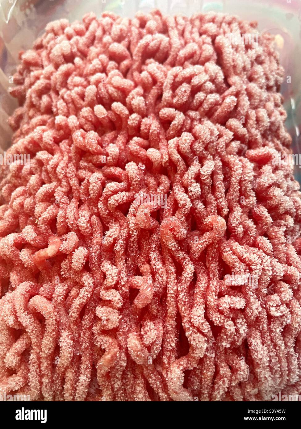 Close up of frozen ground beef, 2022, USA Stock Photo Alamy