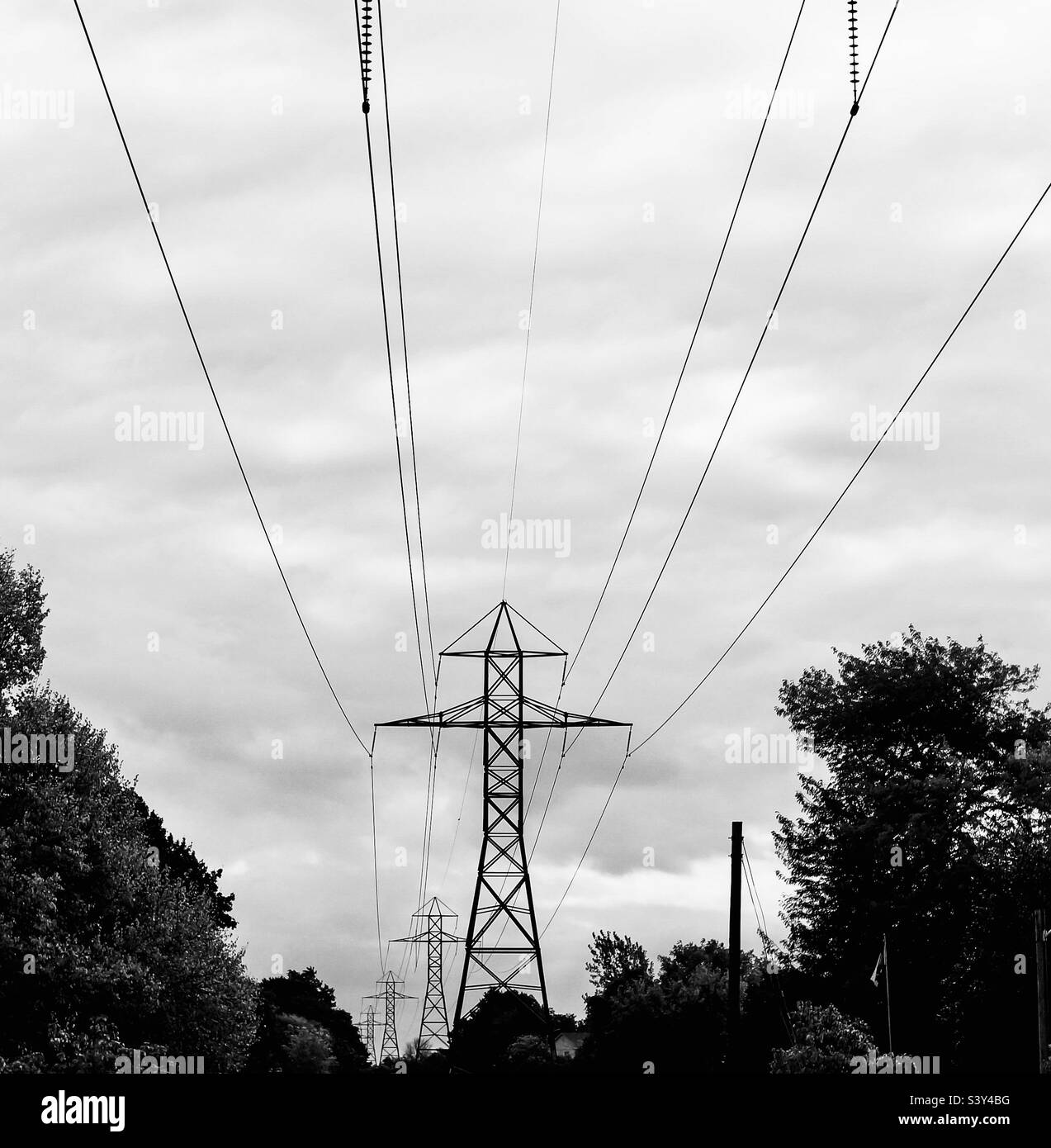 Heavy steel hydro electric towers. - Smartphone Captured Stock Image
