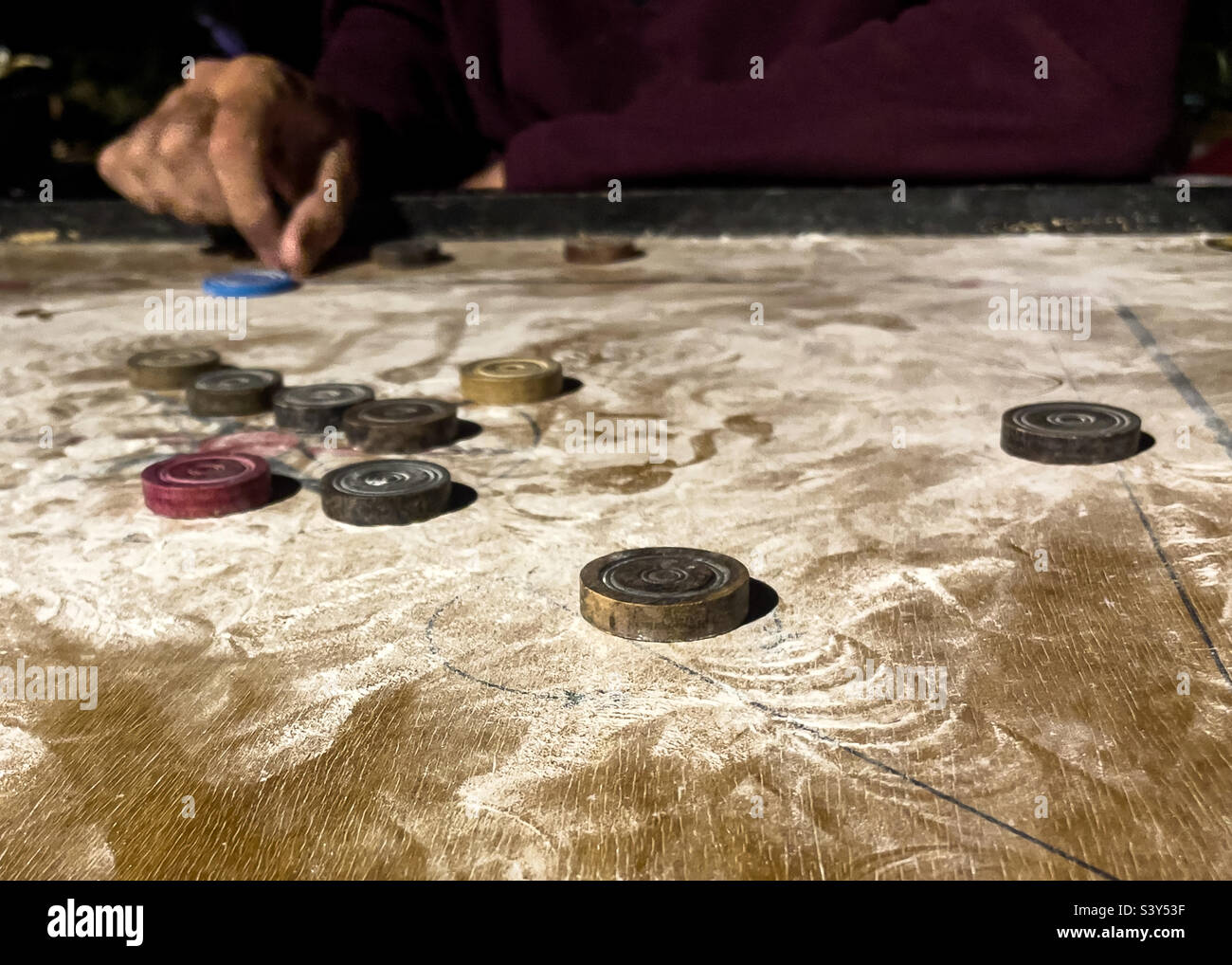 Table top game Carrom - Smartphone Captured Stock Image