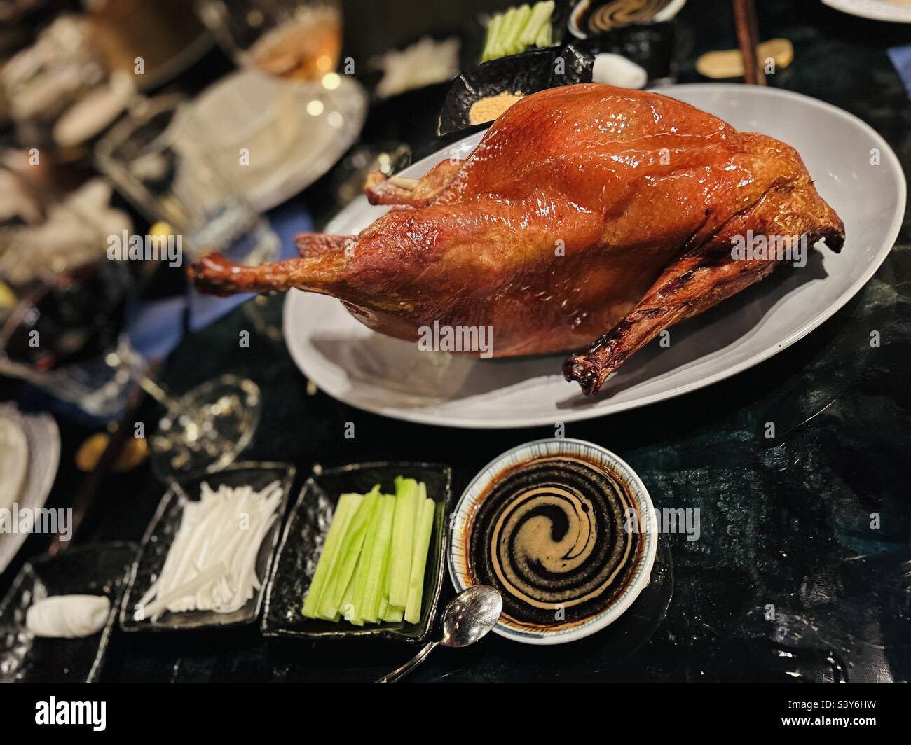 Peking duck at a restaurant Stock Photo