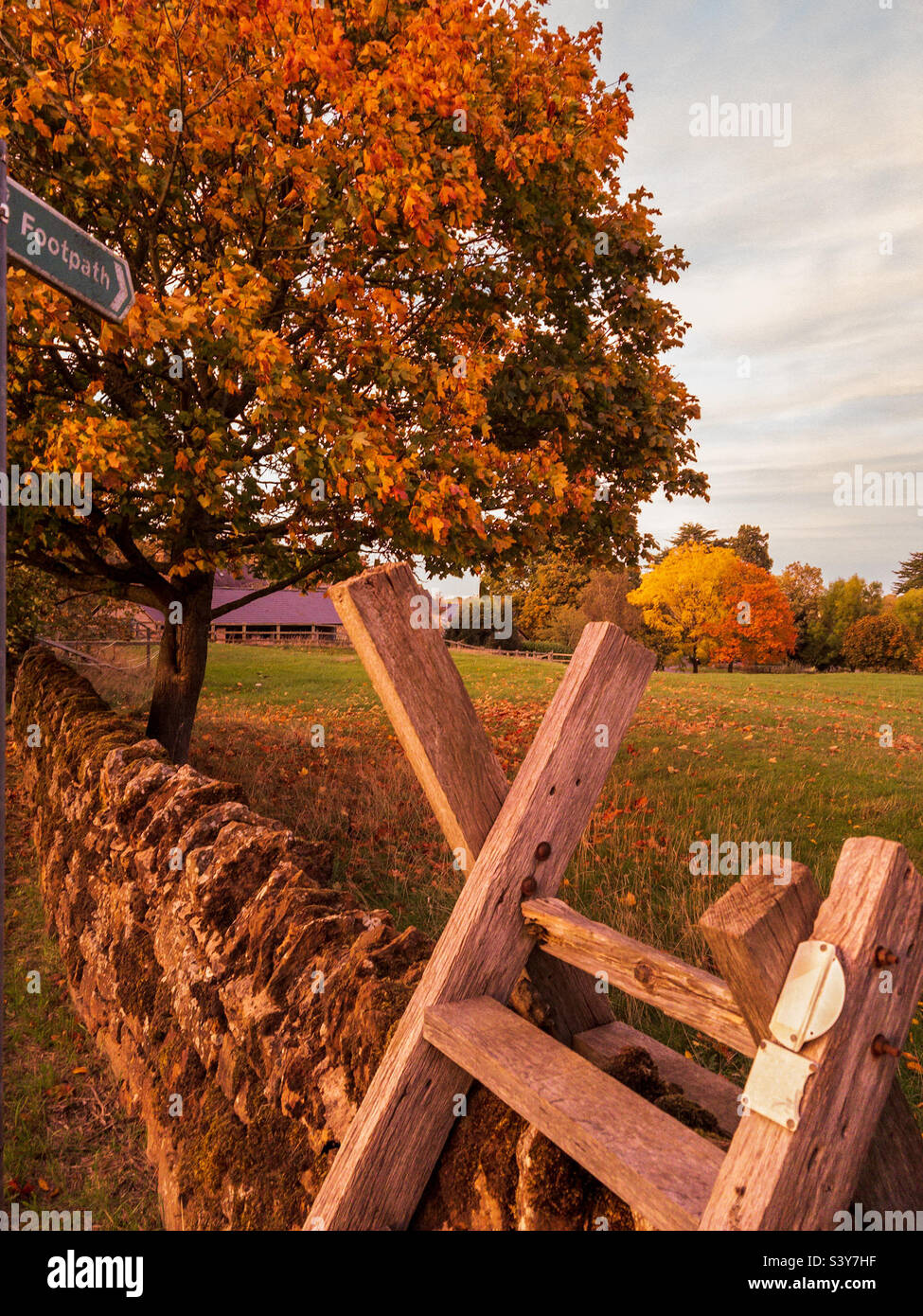 Wooden steps climbing over stonewall - Smartphone Captured Stock Image