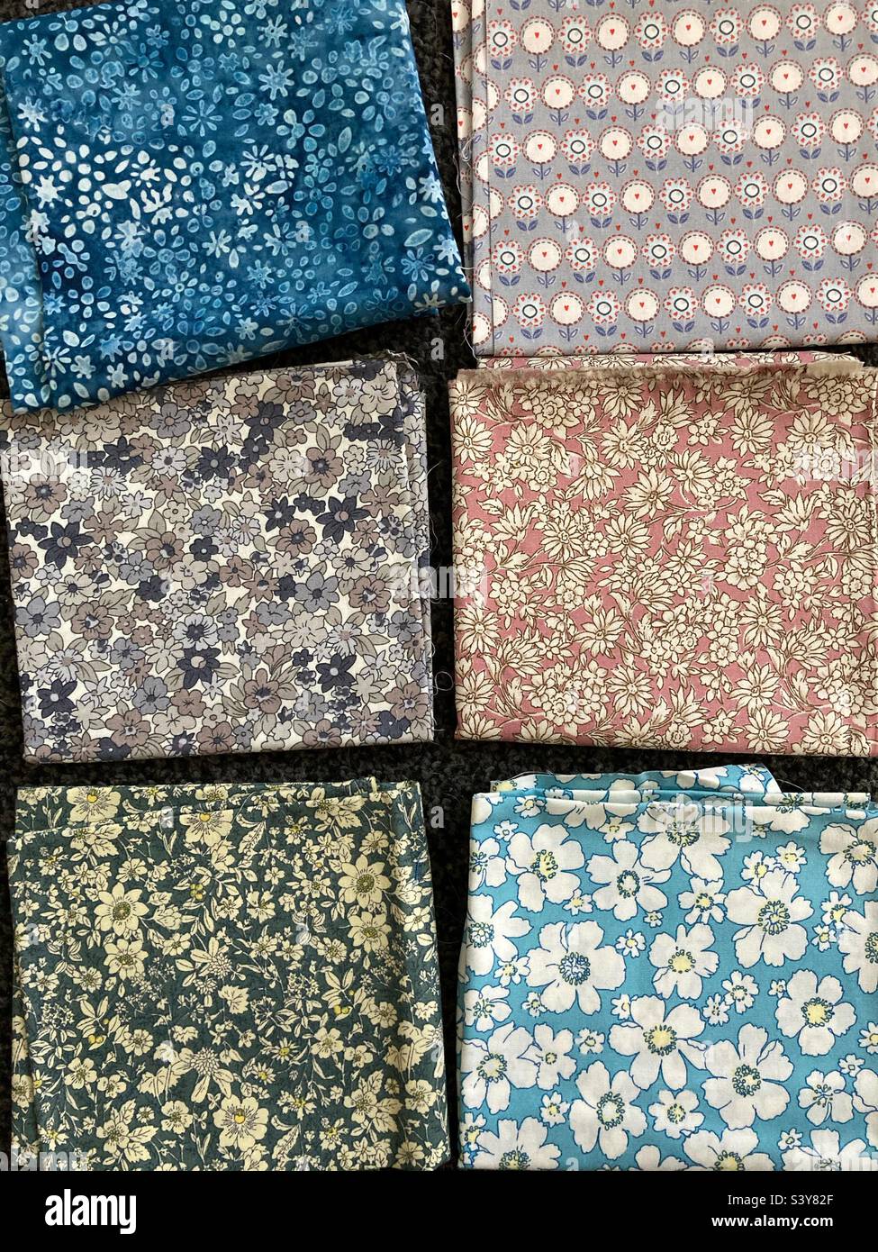 Flower patterned fabric Stock Photo