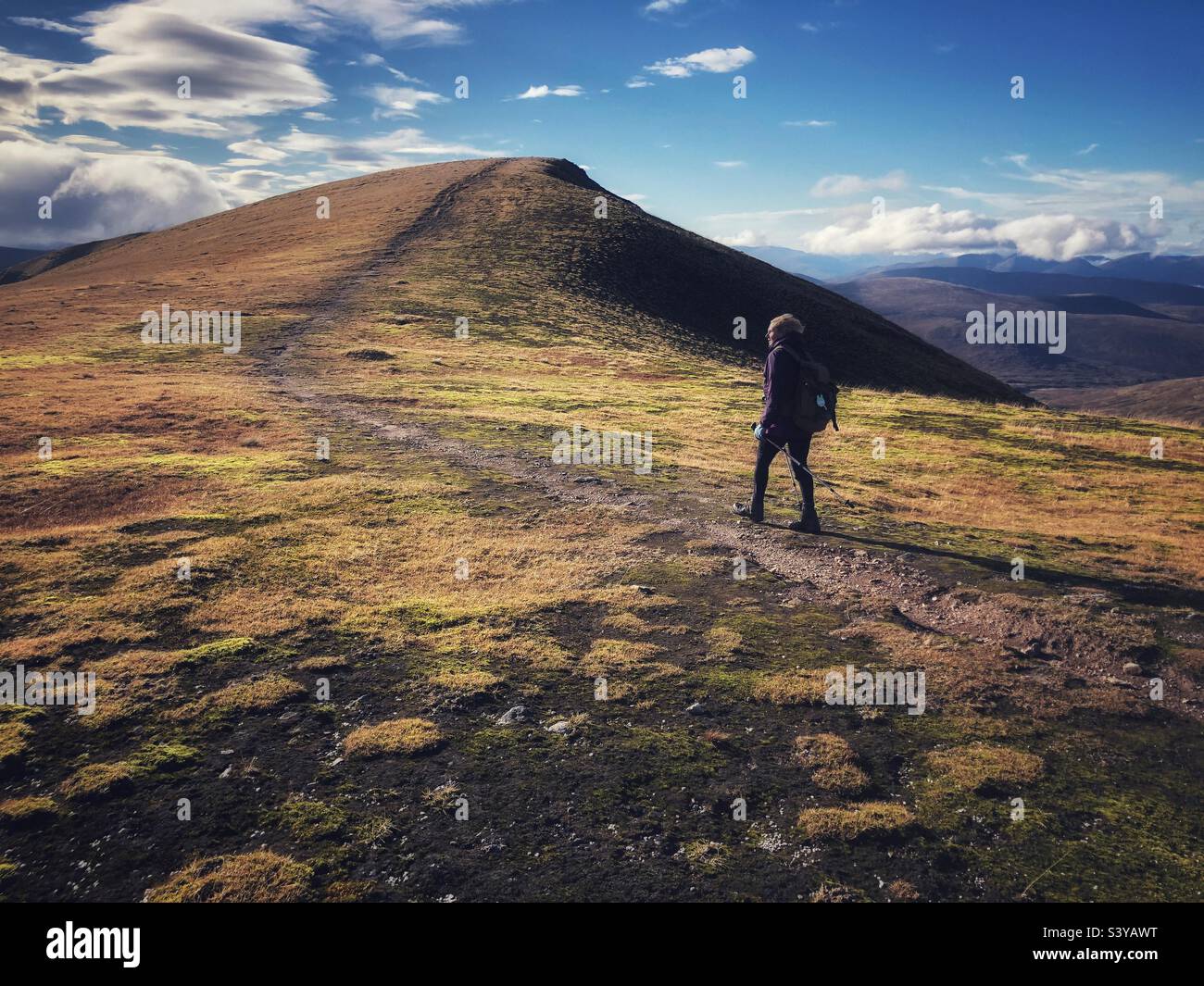 Approaching the summit of Munro Creag Meagaidh in the Creag Meagaidh National Nature Reserve, Scottish Highlands, Scotland - Smartphone Captured Stock Image