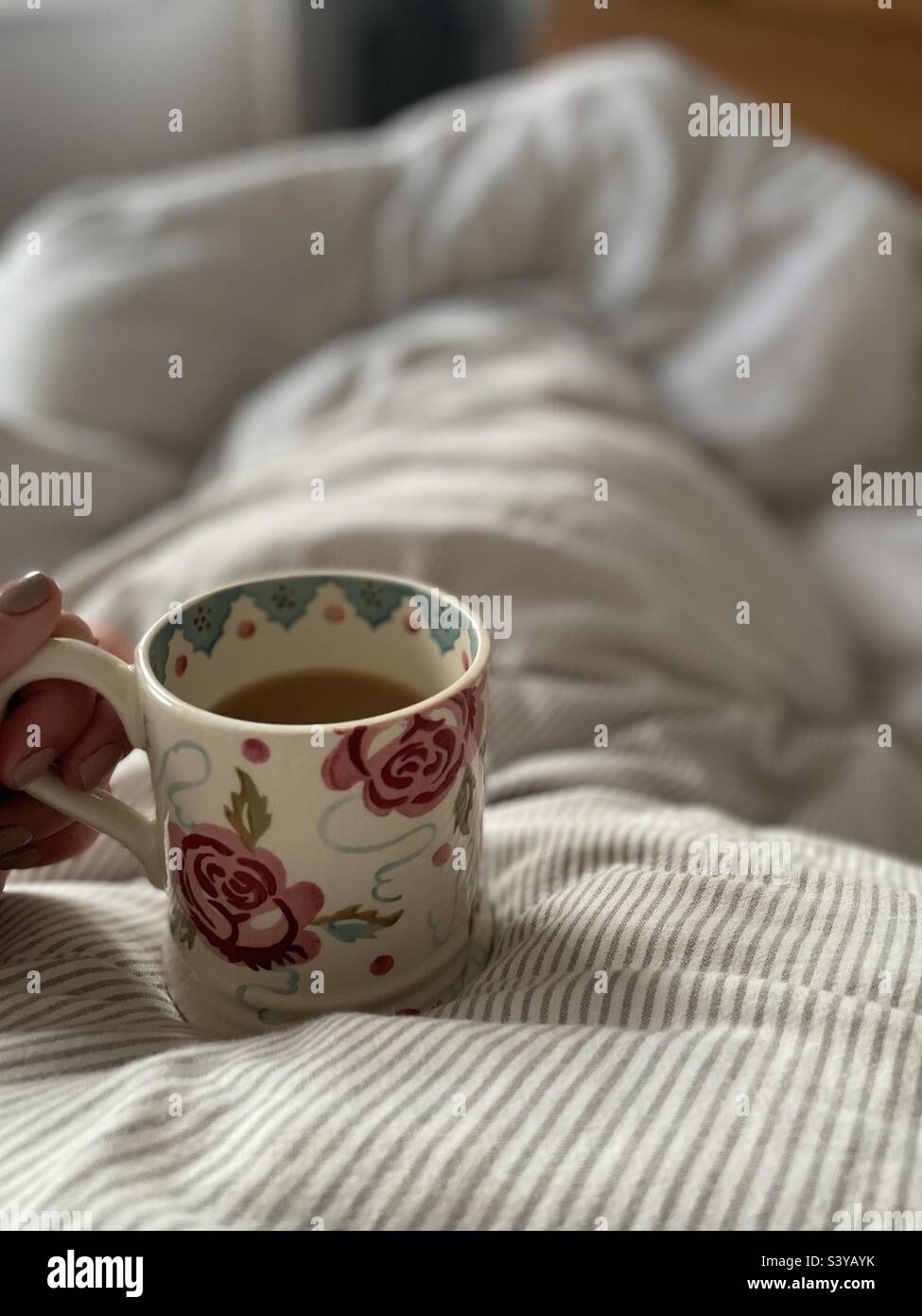 Tea in bed Stock Photo Alamy