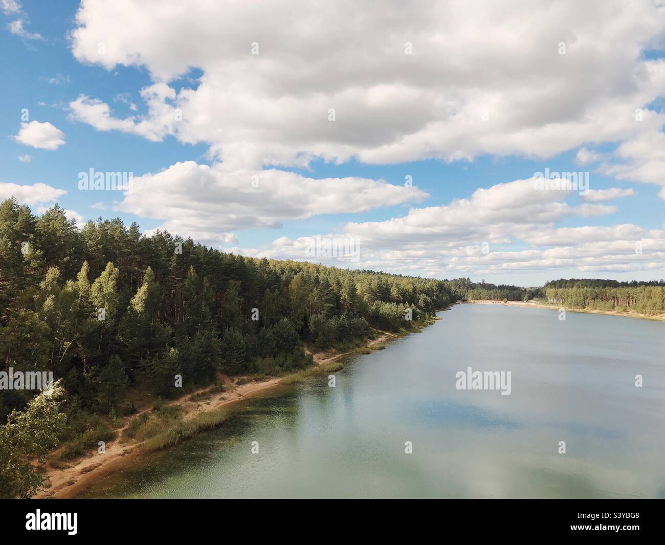Dubkalnu water reservoir in Ogre Blue Mountains nature park, Latvia. Dubkalnu ūdenskrātuve, Ogres Zilie kalni, Latvija. Stock Photo