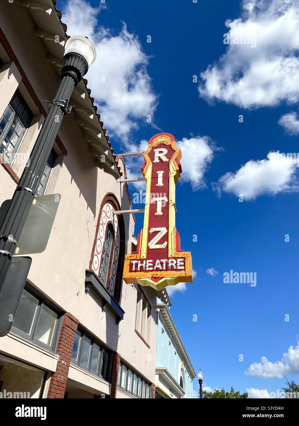 The Ritz Theatre sign in the historic downtown district of Winter Haven, Florida. - Smartphone Captured Stock Image The Ritz Theatre sign in the historic downtown district of Winter Haven, Florida. - Smartphone Captured Stock Image