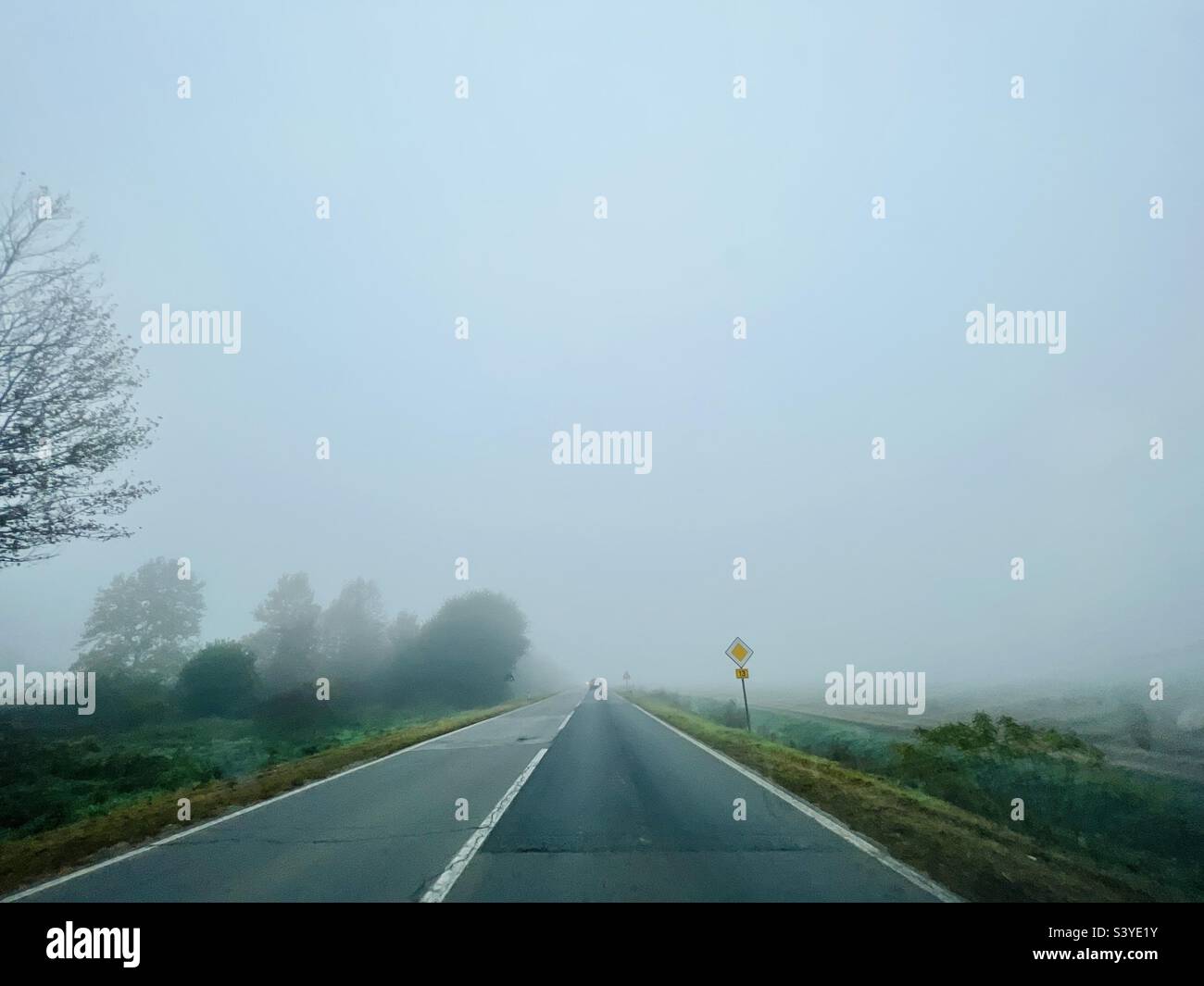 Foggy morning in Belgrade. Stock Photo