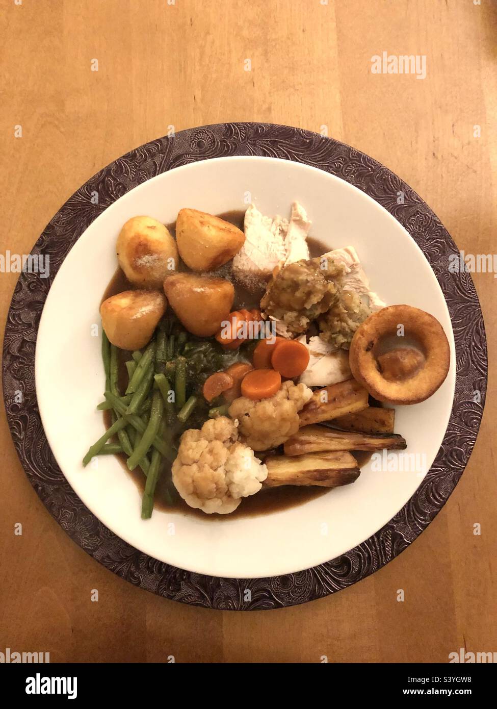 Sunday lunch roast dinner - Smartphone Captured Stock Image