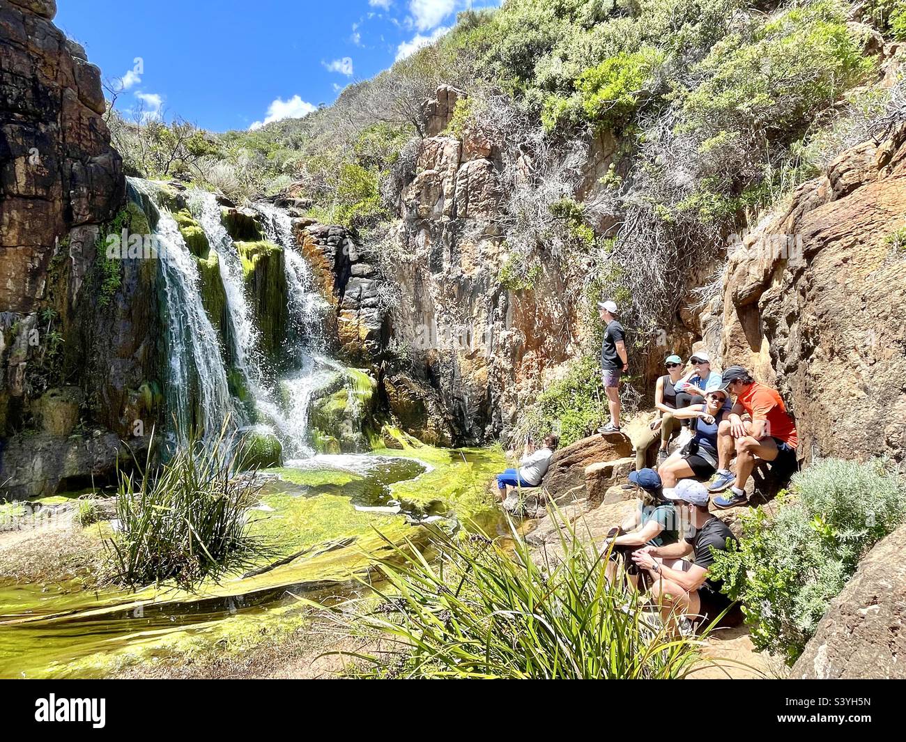 People at Quinninup Falls Wilyabrup Margaret River Stock Photo
