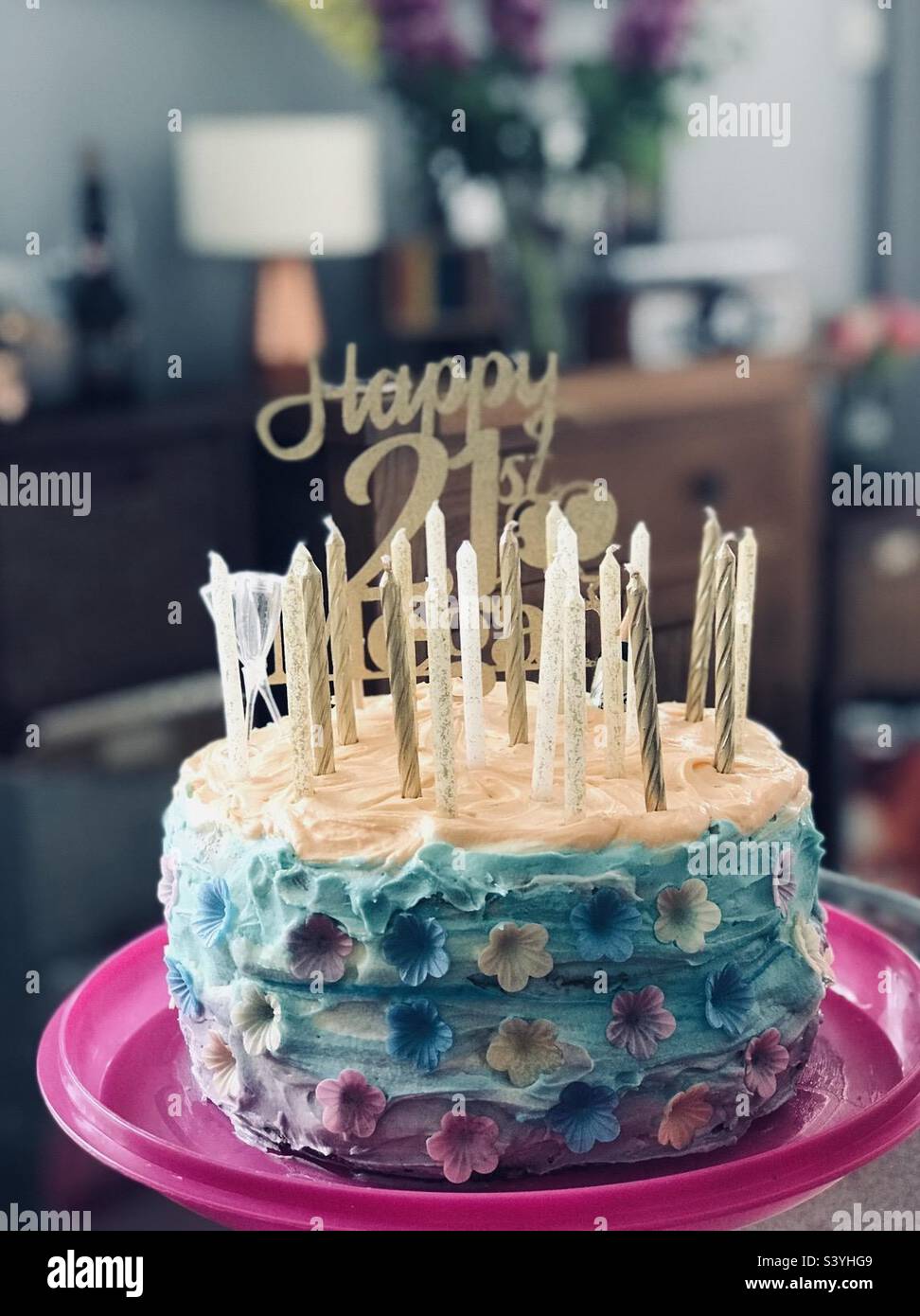 Happy 21st Birthday cake. Stock Photo