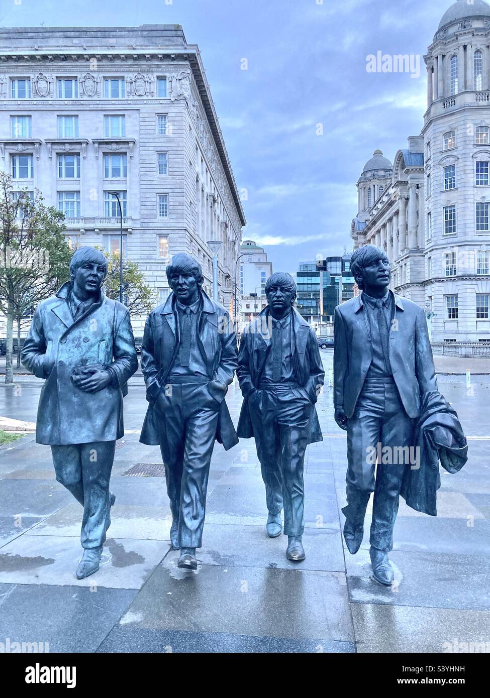 The Beatles statues at Pier Head Liverpool - Smartphone Captured Stock Image
