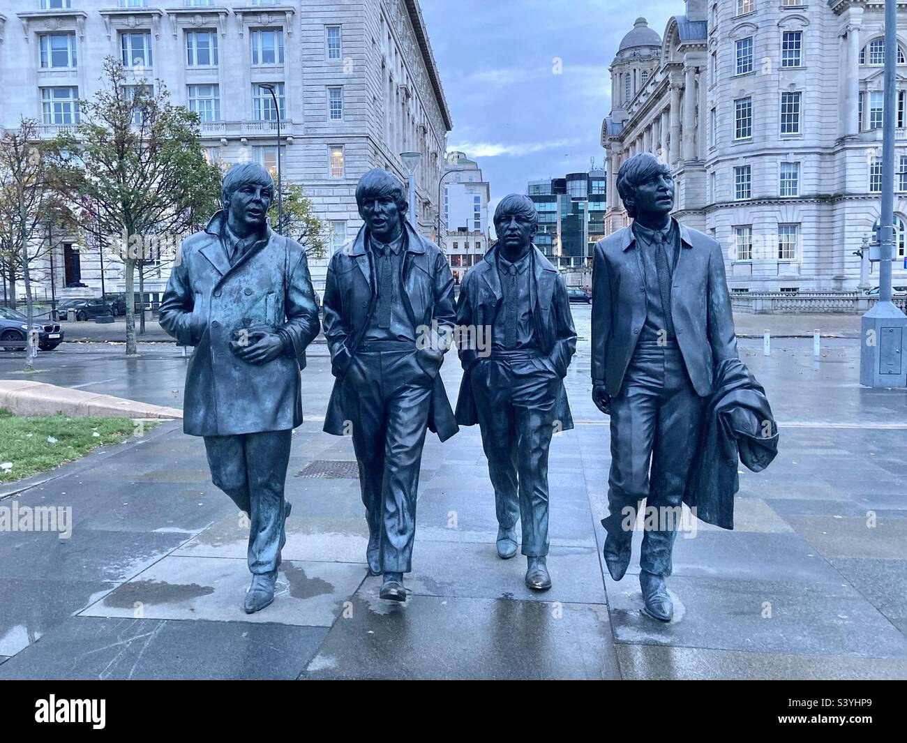 The Beatles sculptures Liverpool - Smartphone Captured Stock Image