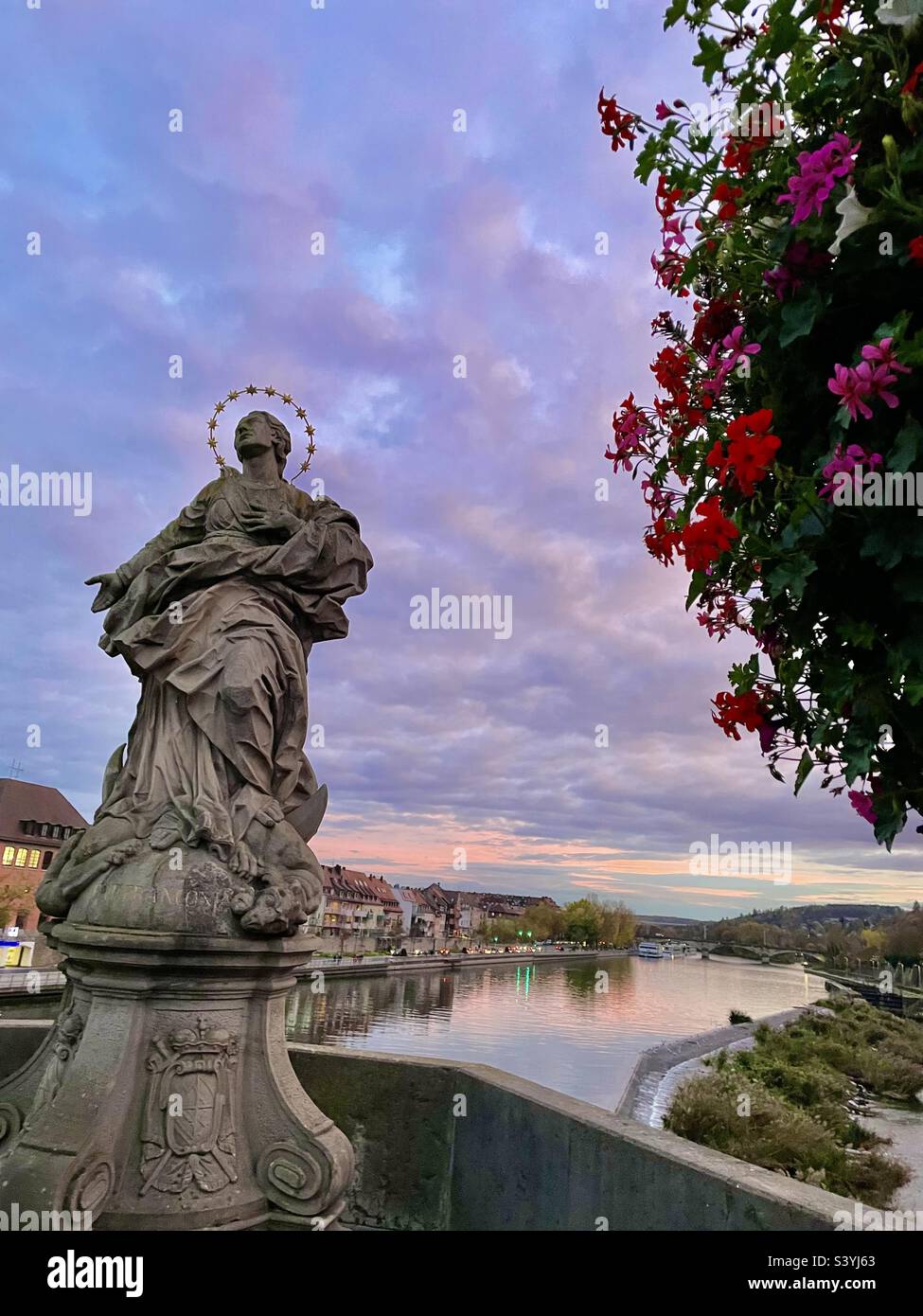 View from old Maine bridge Wurzburg - Smartphone Captured Stock Image
