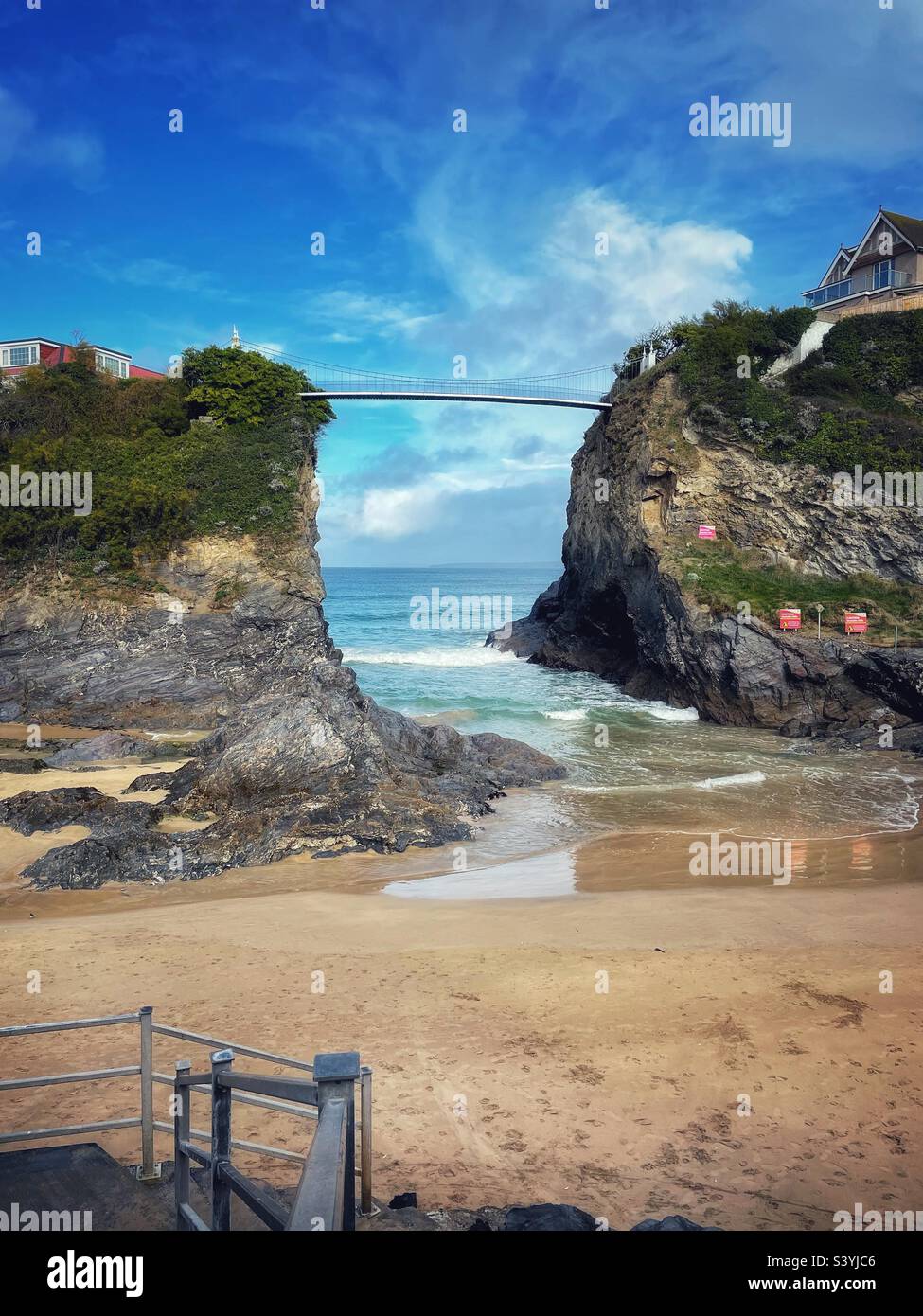 The Island house with connecting bridge, Newquay, North Cornwall. Stock Photo