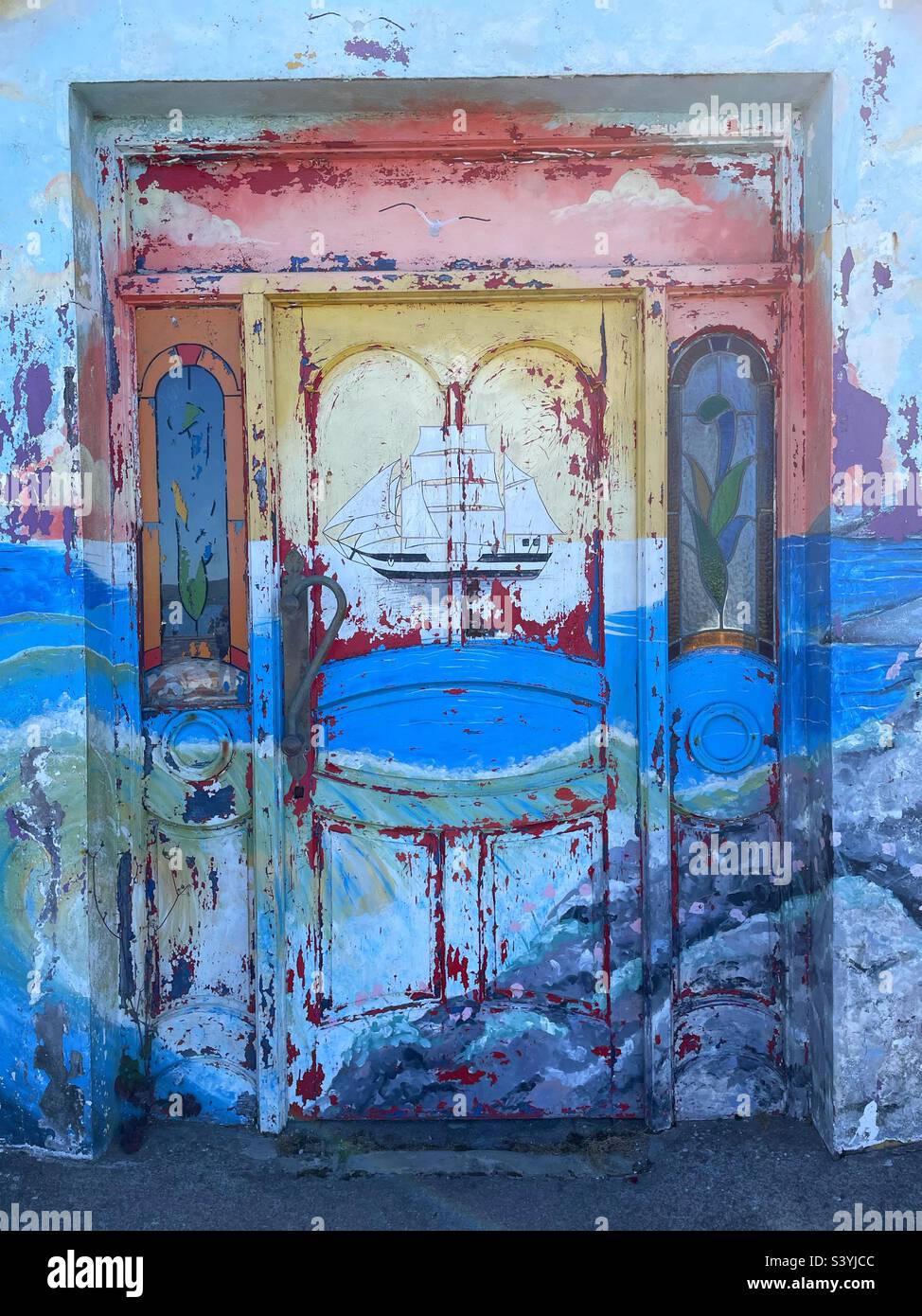 Colourful doorway in Waterville, County Kerry, South West Ireland. - Smartphone Captured Stock Image