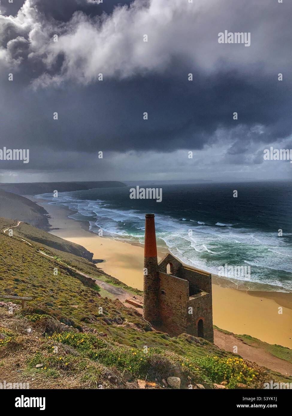 UNESCO World Heritage site Wheal Coates tin mine Cornwall - Smartphone Captured Stock Image