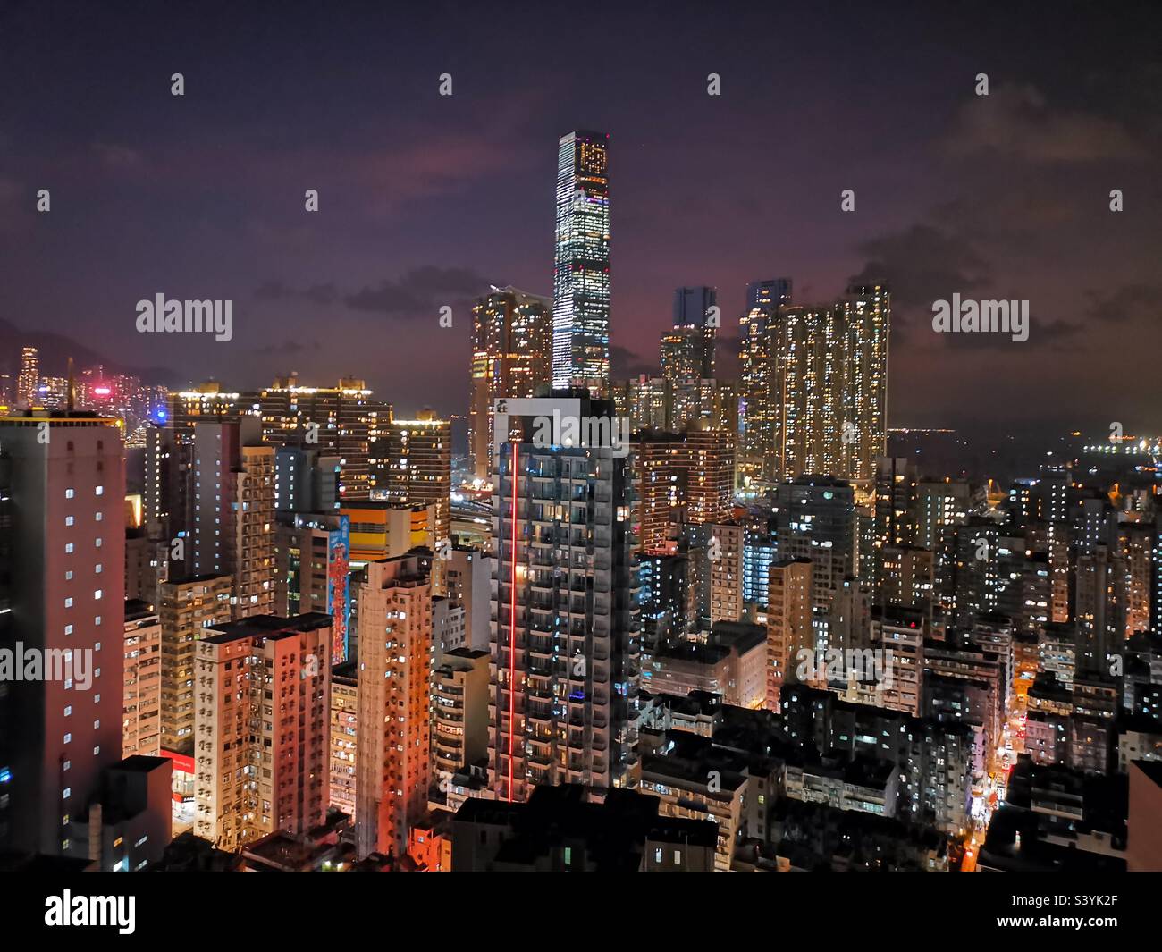 A view of Jordan and the ICC skyscraper in Hong Kong. - Smartphone Captured Stock Image