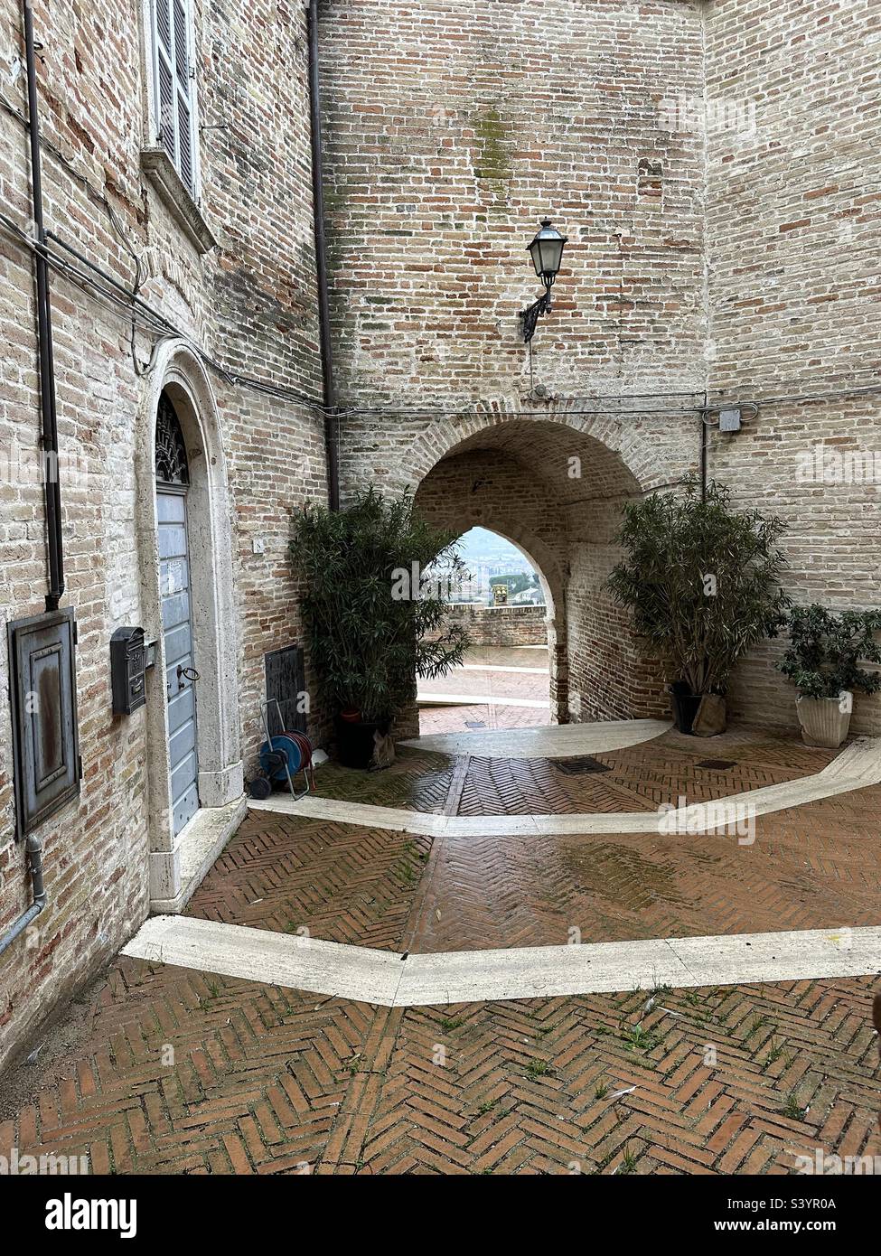 Interior village door view, Spinetoli, Marche region, Italy Stock Photo