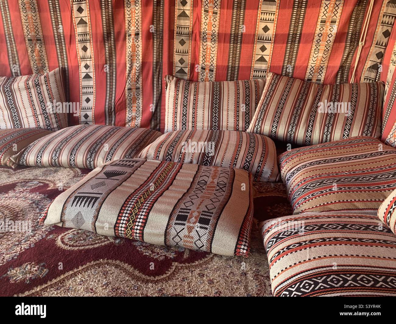 Close up image of traditional Arabic seating - Smartphone Captured Stock Image