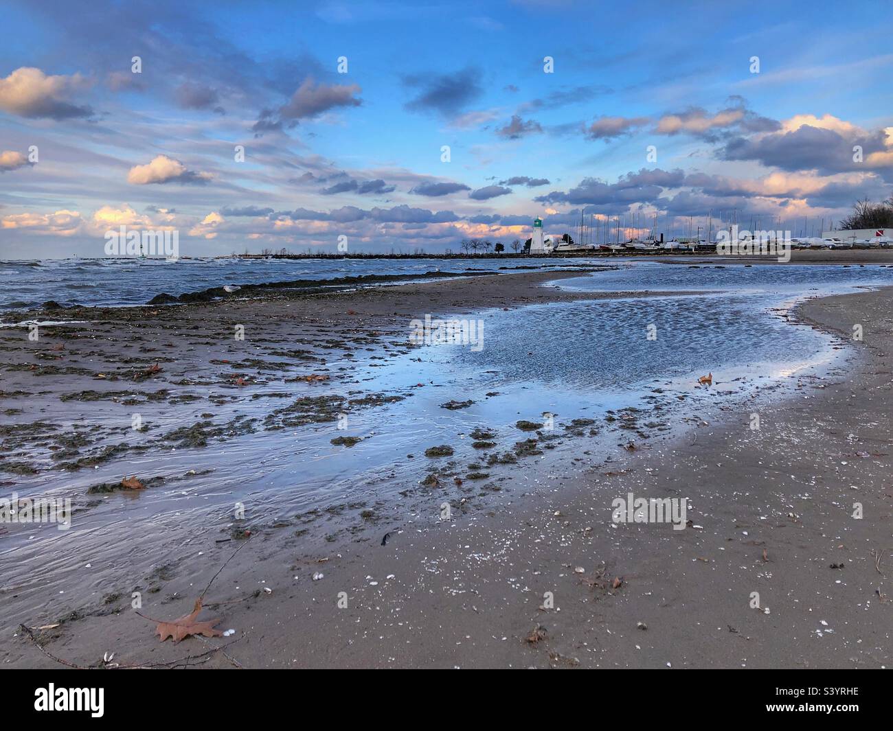 Lake Ontario in Port Dahlousie on a windy November day. - Smartphone Captured Stock Image