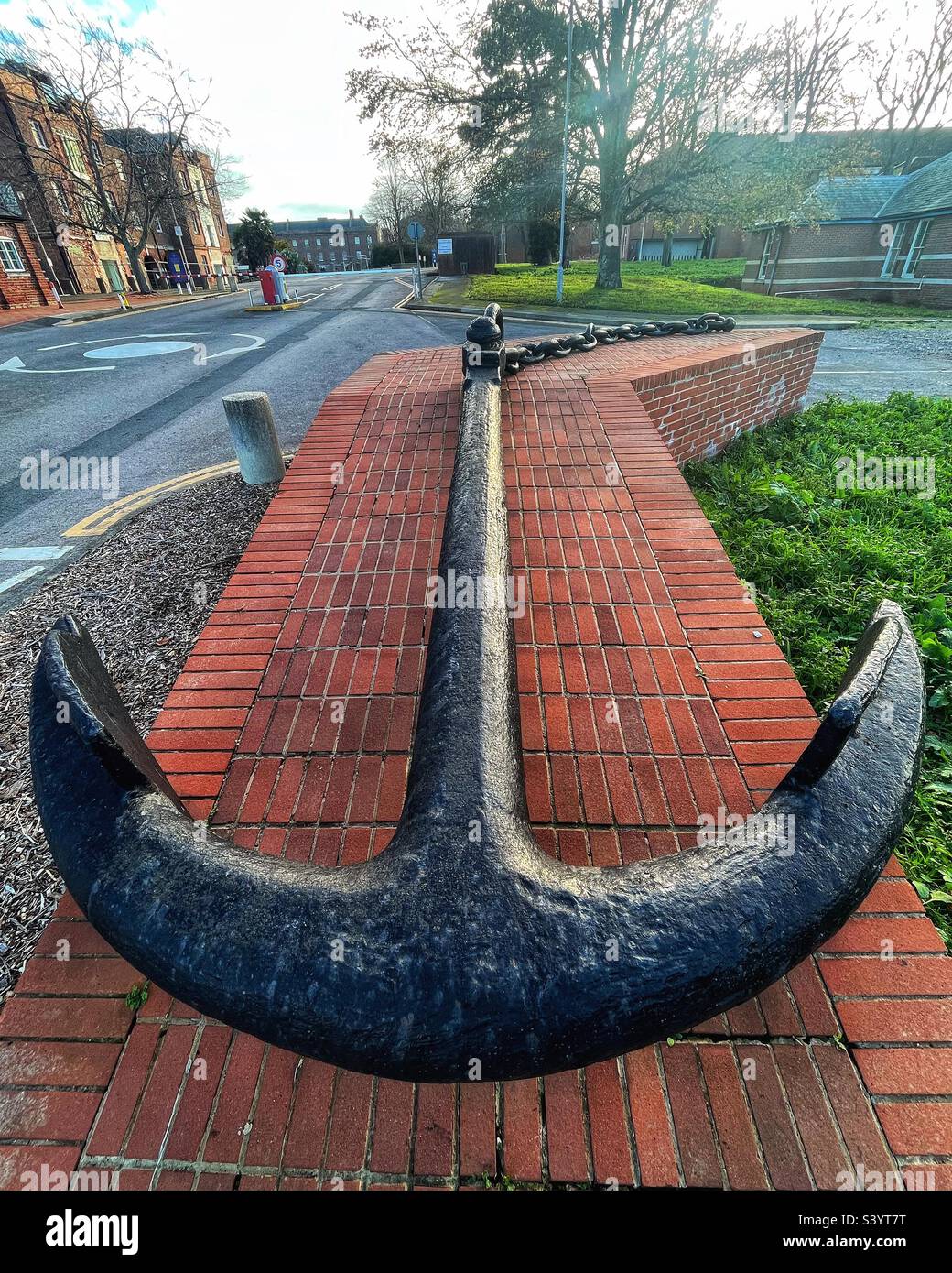 Anchor at Haslar Hospital development in Gosport recognises rich naval history of the site - Smartphone Captured Stock Image