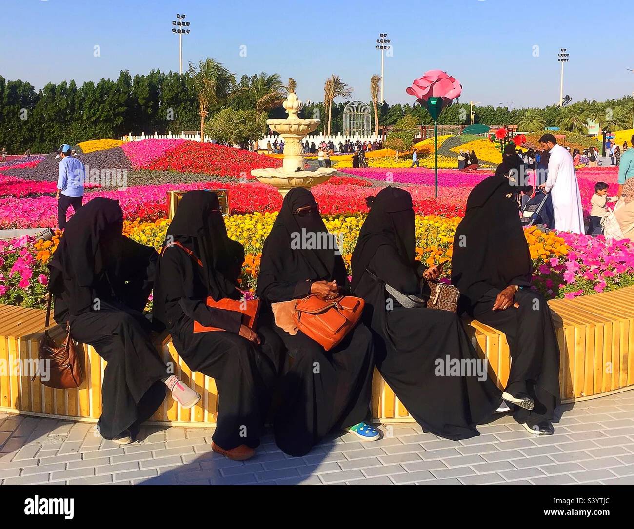 Saudi women at the Yanbu flower festival, Saudi Arabia Stock Photo Alamy