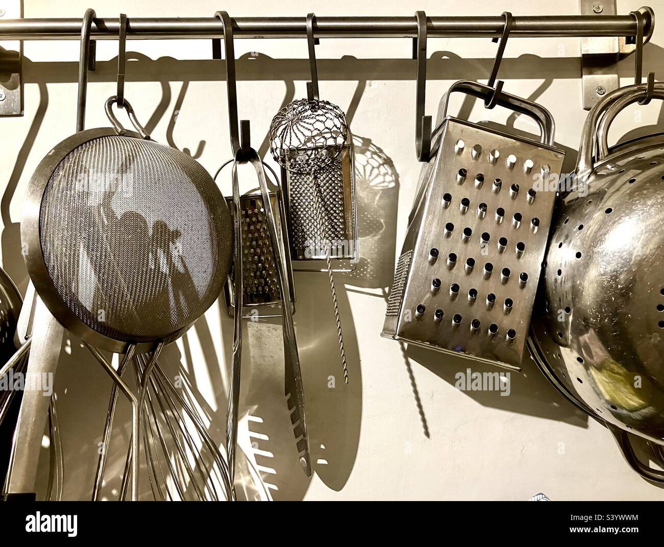 Chrome kitchen utensils - Smartphone Captured Stock Image