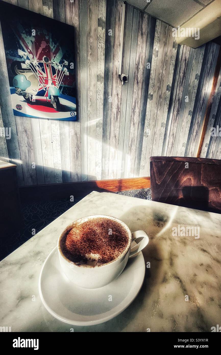 Cappuccino in the Pavilion in Ryde, Isle of Wight - Smartphone Captured Stock Image