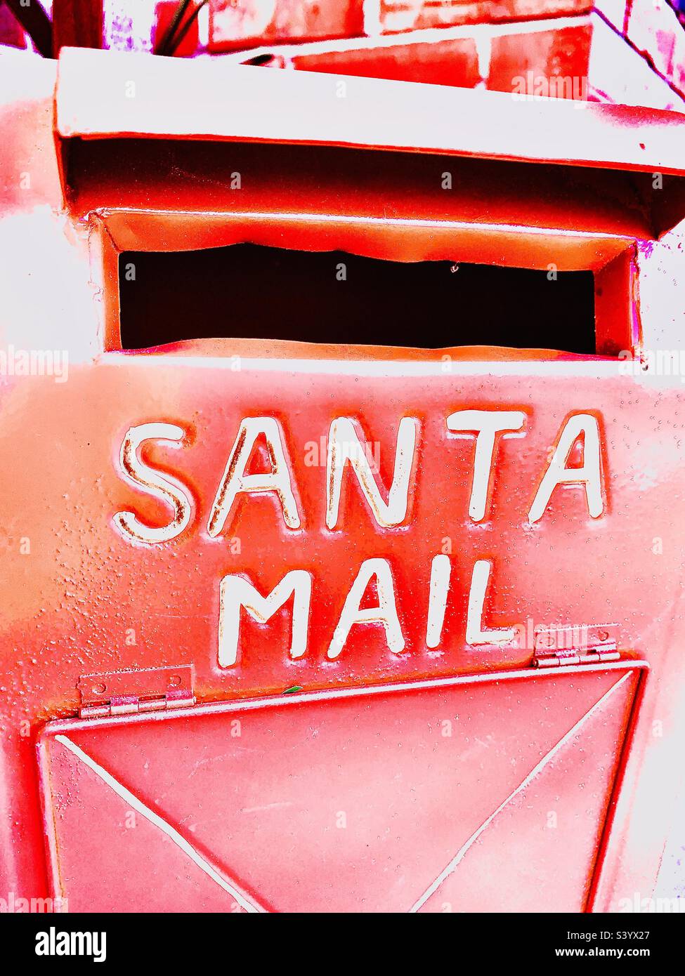 Christmas mailbox, says SANTA MAIL Stock Photo