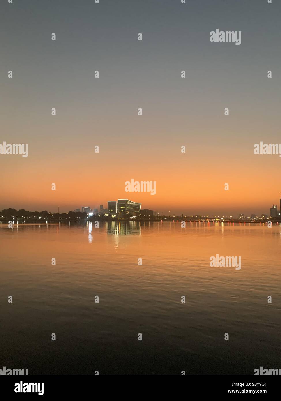 Sunset views of the Dubai Creek, United Arab Emirates - Smartphone Captured Stock Image