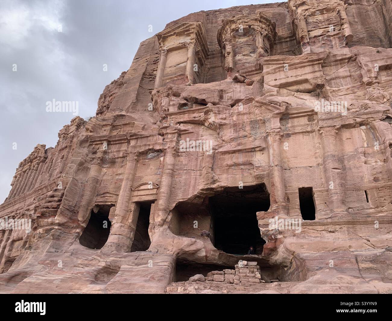 Tombs carved from sandstone at Petra Jordan - Smartphone Captured Stock Image
