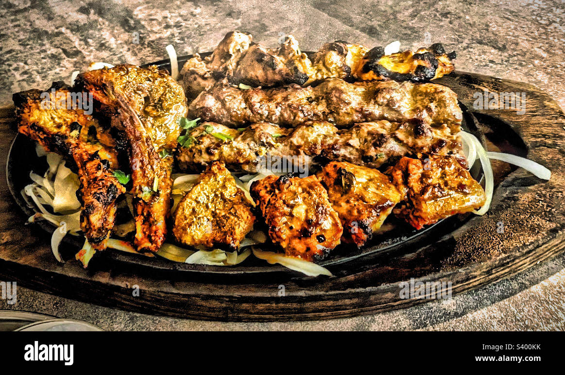 Indian Mixed Tikka Starter - Smartphone Captured Stock Image