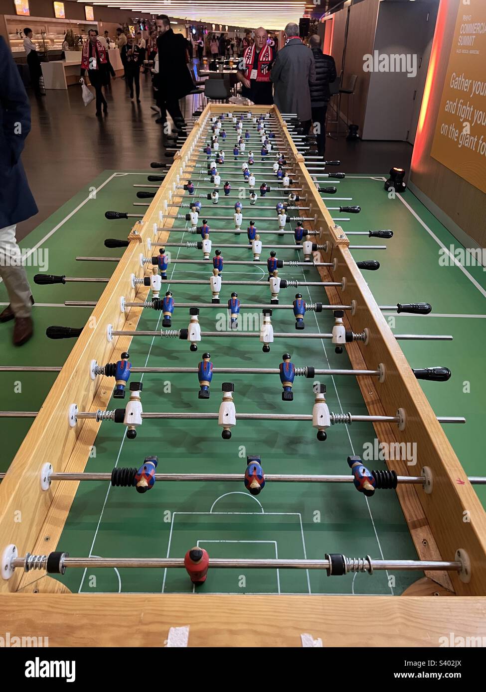 Extra long foosball table also called table football inside