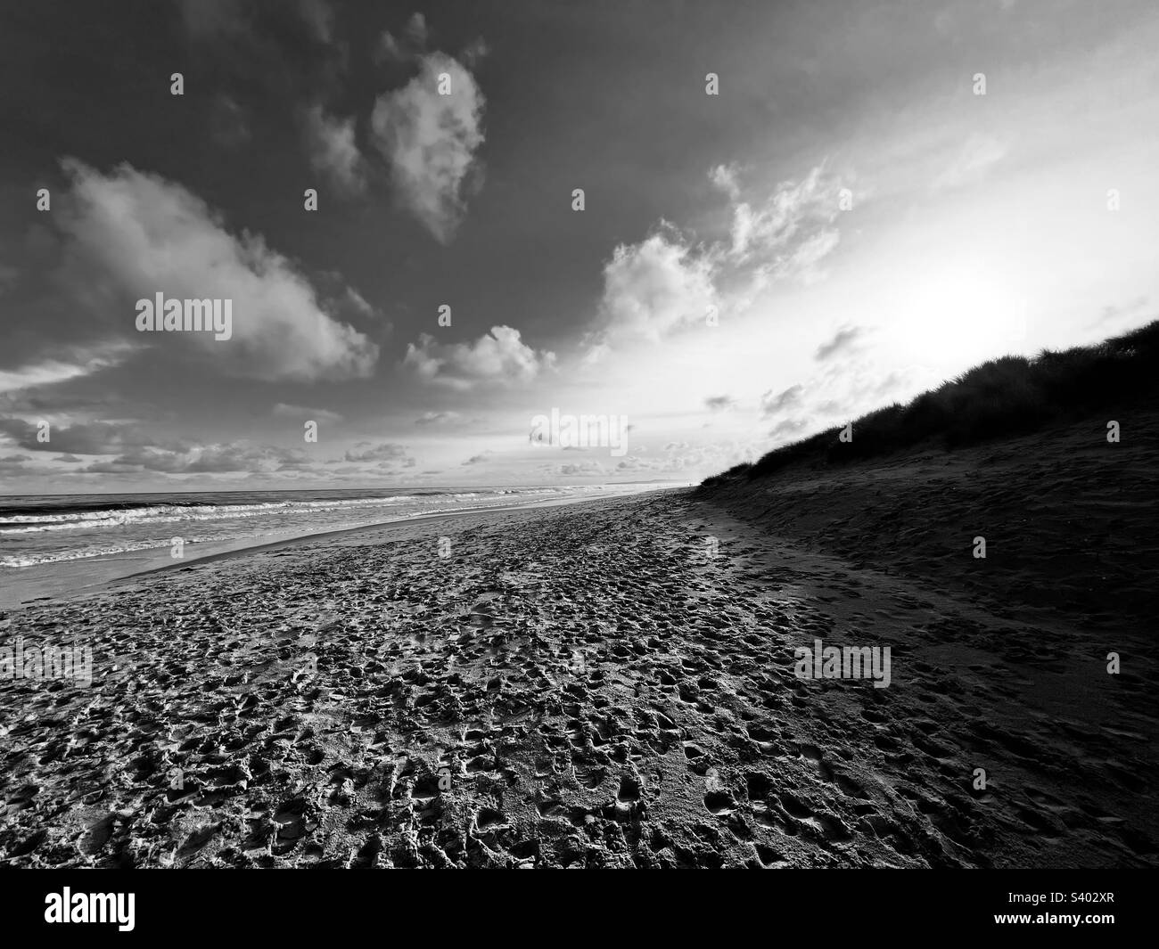 Beach with many footprints - Smartphone Captured Stock Image